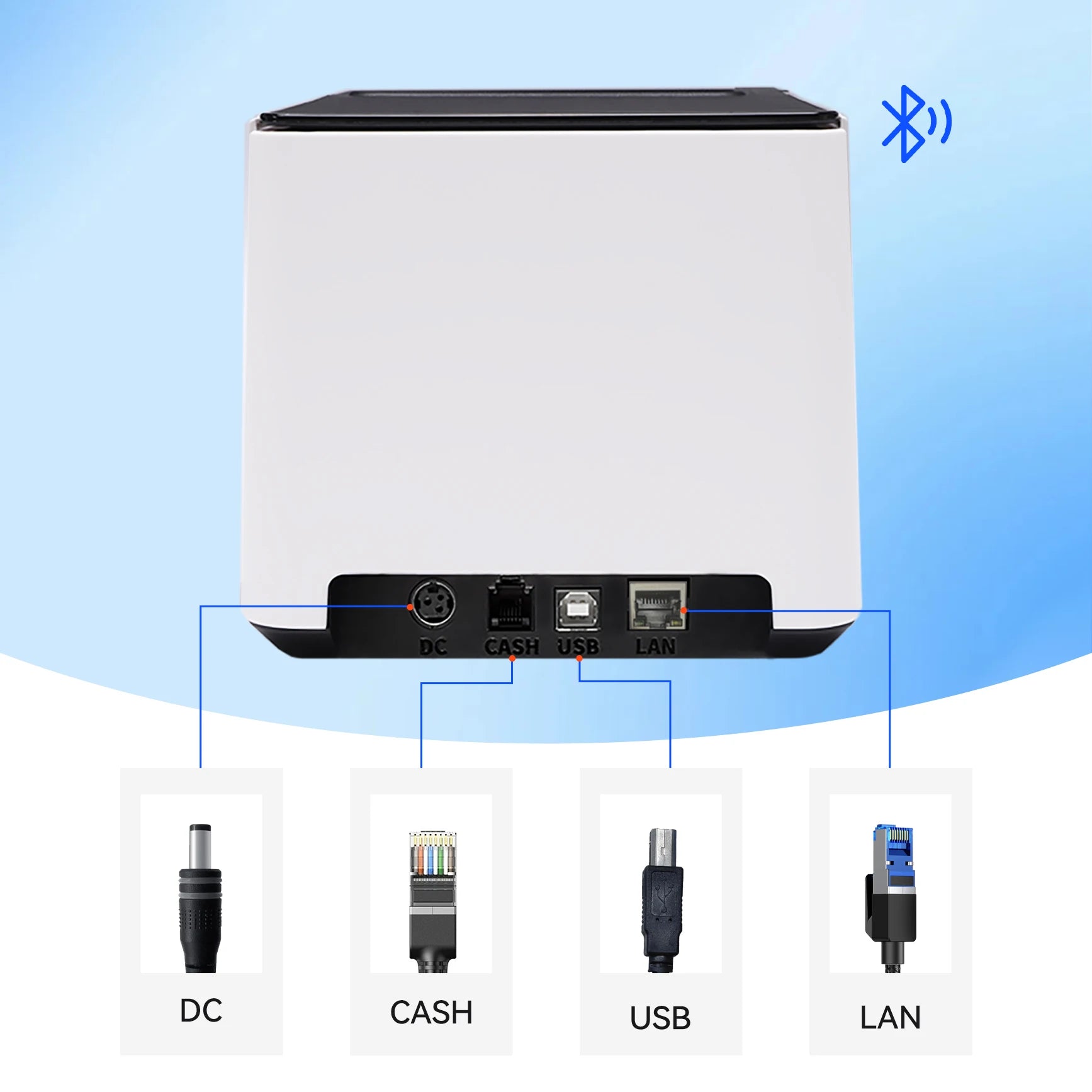 80mm High-Speed Ticket Printer with bluetooth Usb Thermal Receipt Printer Auto Cutter Receipt Pos Bill Printer
