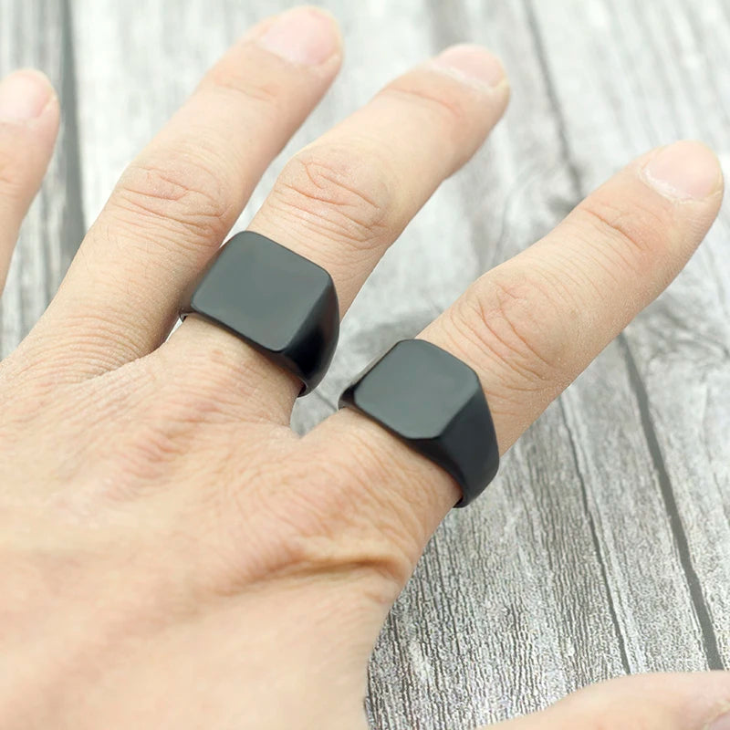 50 Pieces/Lot Fashion Simple Style Black Square Ring Classic Ring Wedding Engagement Party Jewelry Classic For Men Women Gift