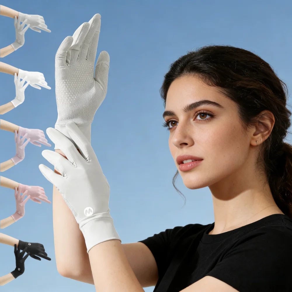 2026 Trending Summer Women's UPF50+ Finger-Tip Opening Breathable Lightweight Driving Hiking Beach Sunscreen Gloves