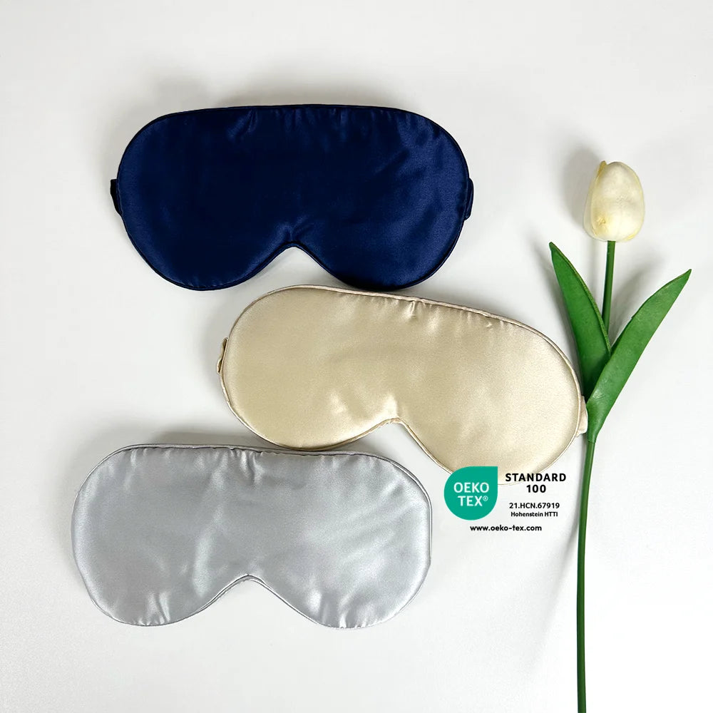 Logo Brand Label Travel Set 100% Pure Silk Eyemask Luxury 100% Mulberry Silk Eye Masks With Sleeping