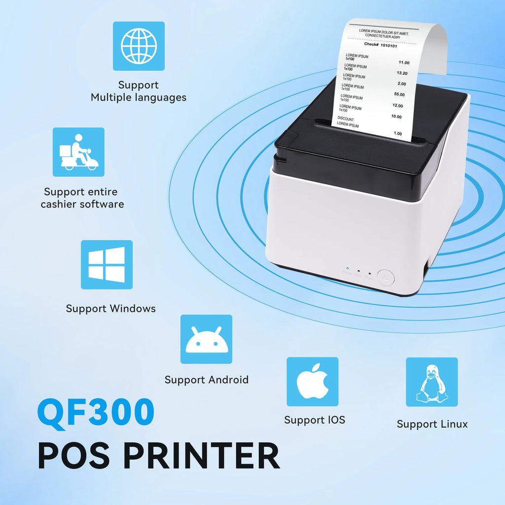 80mm High-Speed Ticket Printer with bluetooth Usb Thermal Receipt Printer Auto Cutter Receipt Pos Bill Printer