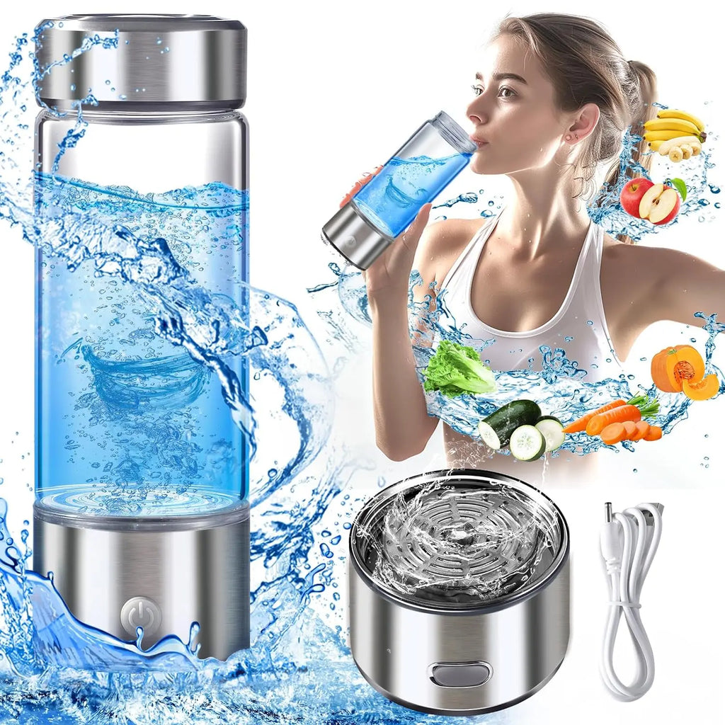 3-in-1 Rechargeable Hydrogen Rich Sport Water Cup Ionizer Bottle 420ml 300ml 5000ppb USB Electric Powered for Household Car Use