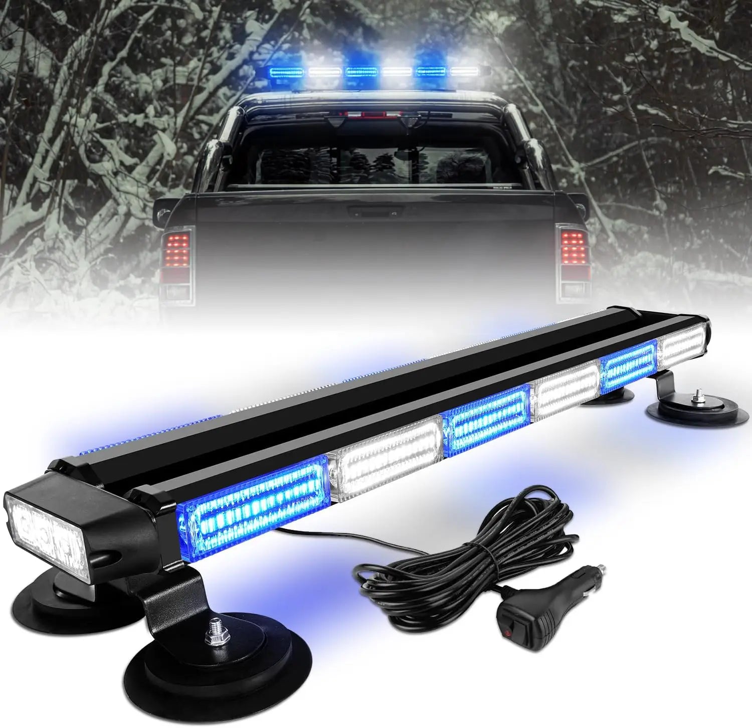 26inch 126 LED Rooftop Emergency Strobe Light Bar Double Side Flashing Amber/Green Safety Warning Traffic Advisor OLIVER