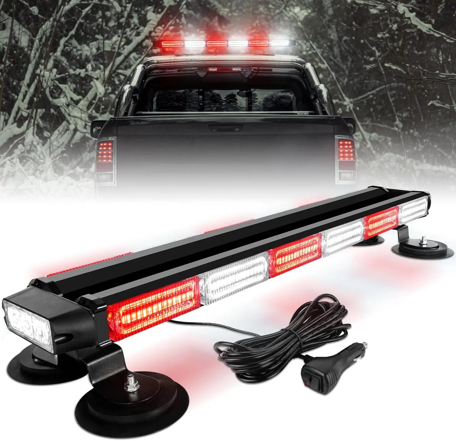 26inch 126 LED Rooftop Emergency Strobe Light Bar Double Side Flashing Amber/Green Safety Warning Traffic Advisor OLIVER