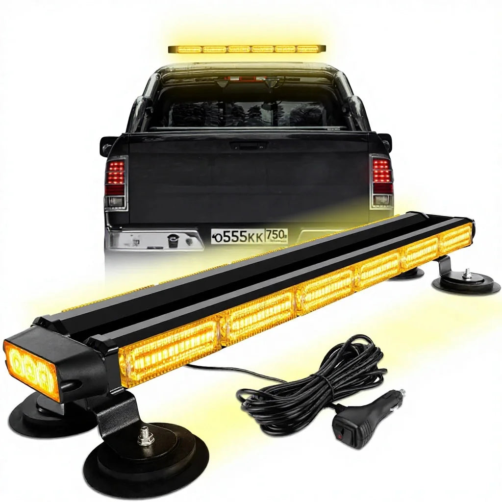 26inch 126 LED Rooftop Emergency Strobe Light Bar Double Side Flashing Amber/Green Safety Warning Traffic Advisor OLIVER