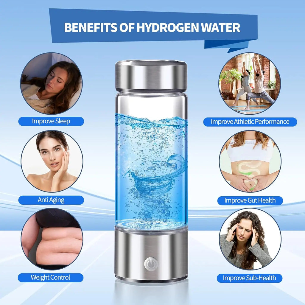 3-in-1 Rechargeable Hydrogen Rich Sport Water Cup Ionizer Bottle 420ml 300ml 5000ppb USB Electric Powered for Household Car Use