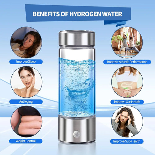 3-in-1 Rechargeable Hydrogen Rich Sport Water Cup Ionizer Bottle 420ml 300ml 5000ppb USB Electric Powered for Household Car Use