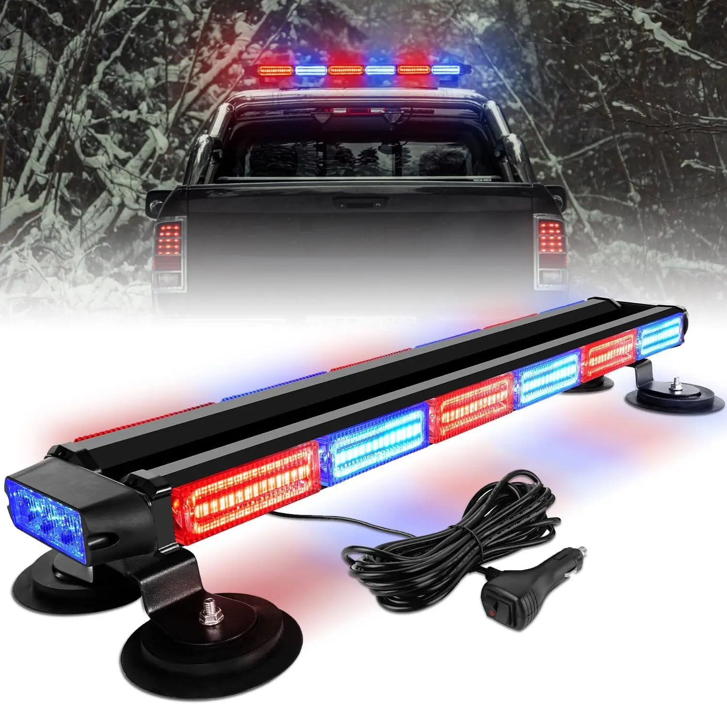 26inch 126 LED Rooftop Emergency Strobe Light Bar Double Side Flashing Amber/Green Safety Warning Traffic Advisor OLIVER