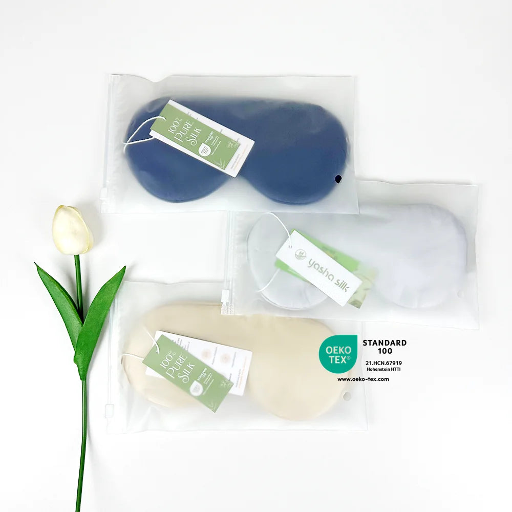 Logo Brand Label Travel Set 100% Pure Silk Eyemask Luxury 100% Mulberry Silk Eye Masks With Sleeping