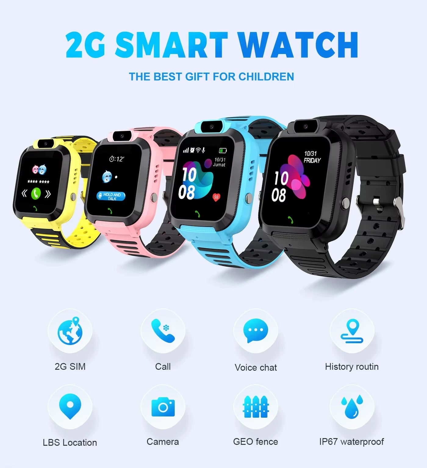 2025 Q16S Q20 2G Smart Watch Kids Sim Card SOS LBS Tracker Location Voice Chat Waterproof Smartwatch for Children