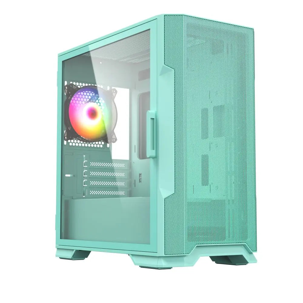 New Design OEM PC Tecnomall Cyan Gaming Computer Case Atx Pc Case Hd Usb3.0 Atx Game case 360 Water-cooled Glass Side
