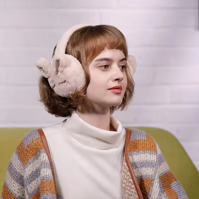 Fashion Lovely Cute Rabbit Ear Covers Women Custom Winter Outdoor Windproof Earmuffs