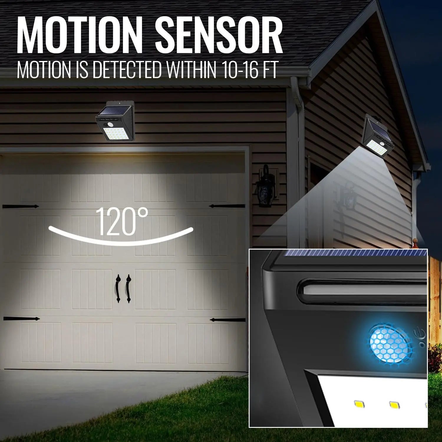 DB Brand Wireless 10 LED Solar Powered Outdoor Security Light with Motion Sensor Smart Home Feature