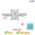 Princess 18K White Gold Plated D Color Moissanite Ring for Woman 925 Sterling Silver Engagement Wedding Ring 1-3Carat Oval Cut