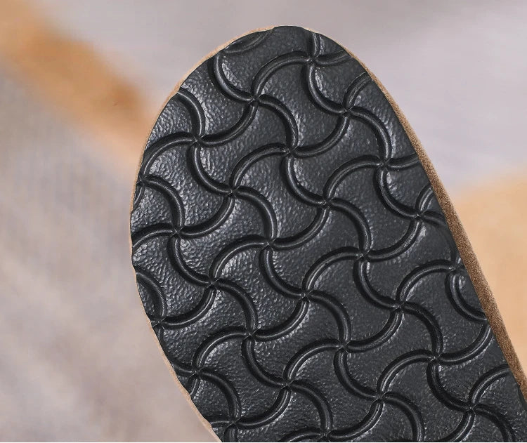 Leather Slippers Women Summer Luxury Sandals Baotou Cork Bottom Half Slippers Outside Cow Suede Flat Slippers Womens Shoes
