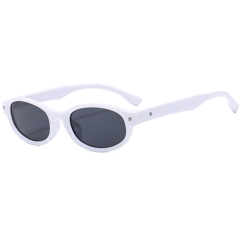 Small Vintage Oval Sunglasses Women Fashion Shades UV400 Trending Men Rivets Decoration Sun Glasses