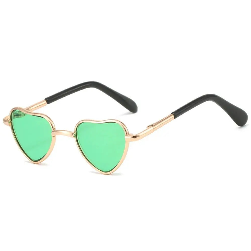 Funny Heart-Shaped Cat Dog Sunglasses Party Cosplay Costume Pet Glasses Photo Props Metal Sunglasses for Cats Small Dogs Dolls