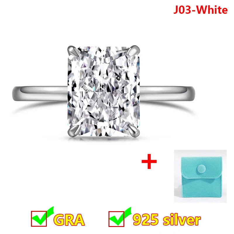 Princess 18K White Gold Plated D Color Moissanite Ring for Woman 925 Sterling Silver Engagement Wedding Ring 1-3Carat Oval Cut