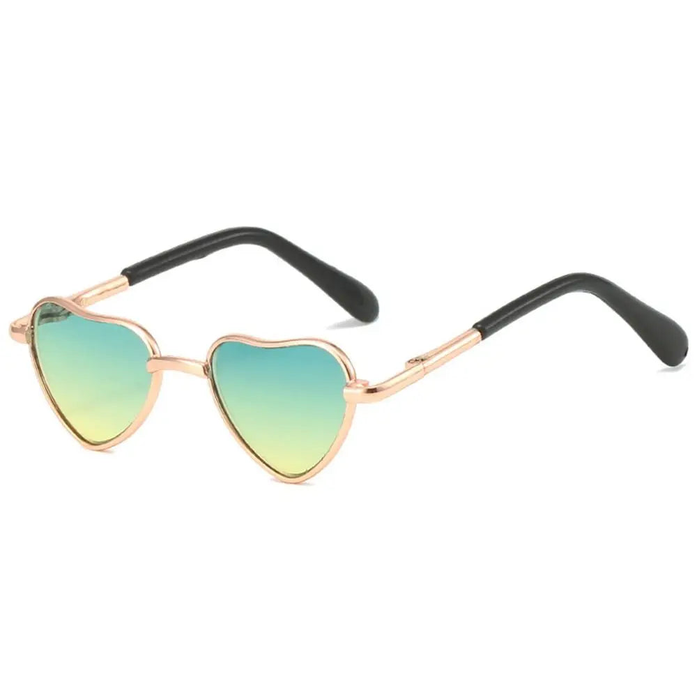 Funny Heart-Shaped Cat Dog Sunglasses Party Cosplay Costume Pet Glasses Photo Props Metal Sunglasses for Cats Small Dogs Dolls