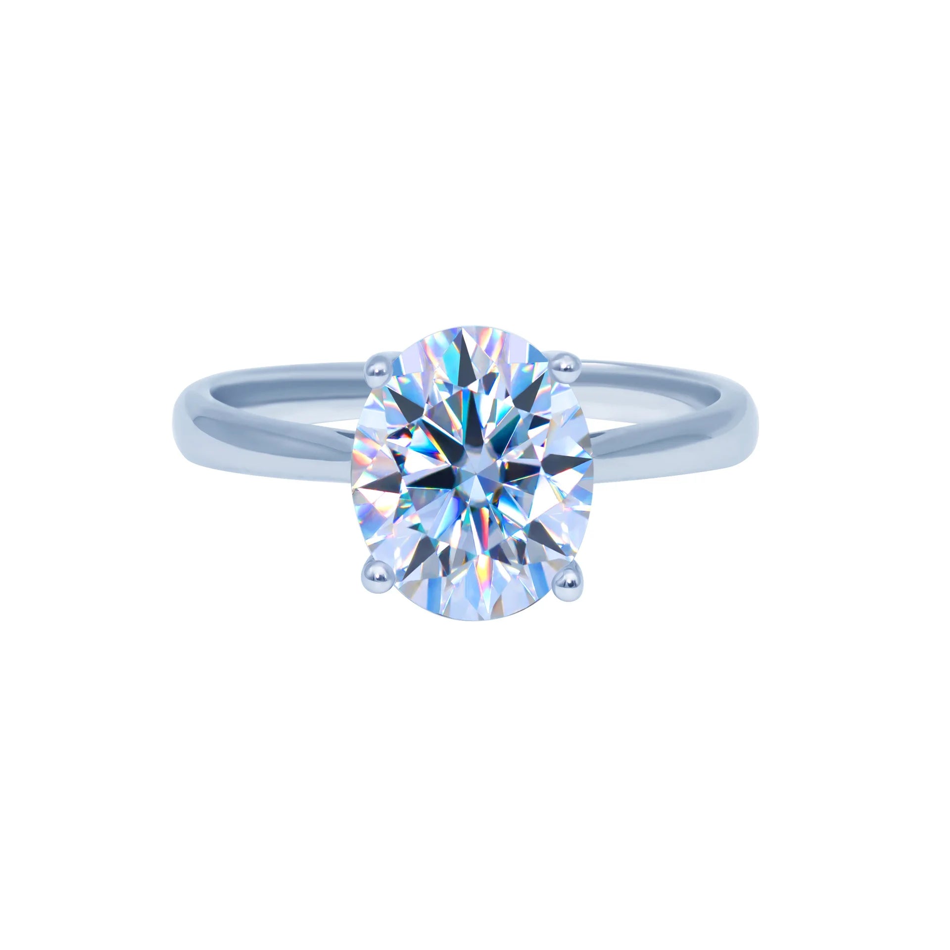 Princess 18K White Gold Plated D Color Moissanite Ring for Woman 925 Sterling Silver Engagement Wedding Ring 1-3Carat Oval Cut