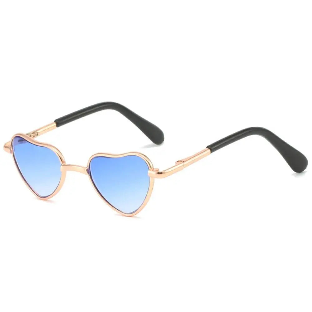 Funny Heart-Shaped Cat Dog Sunglasses Party Cosplay Costume Pet Glasses Photo Props Metal Sunglasses for Cats Small Dogs Dolls