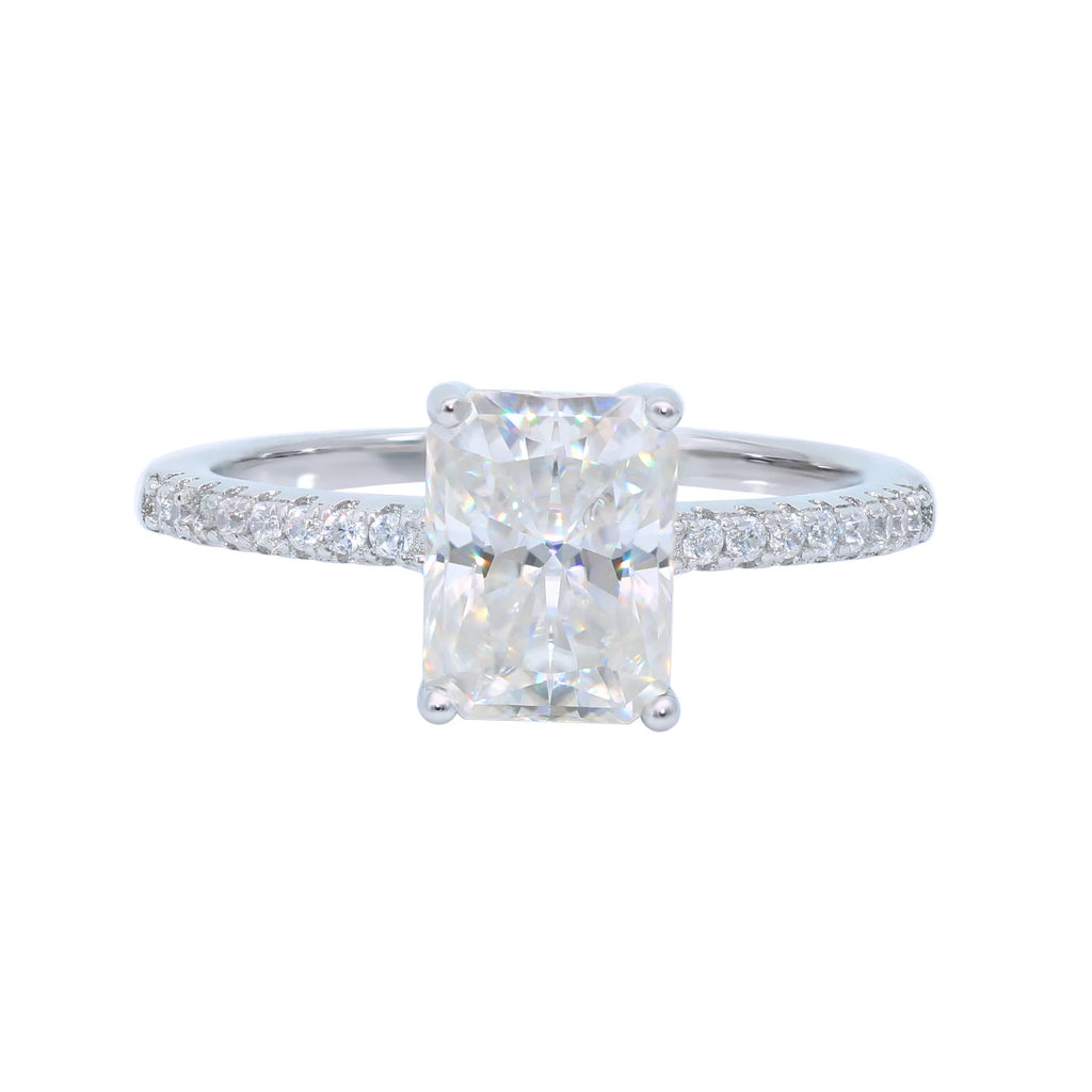 Princess 18K White Gold Plated D Color Moissanite Ring for Woman 925 Sterling Silver Engagement Wedding Ring 1-3Carat Oval Cut