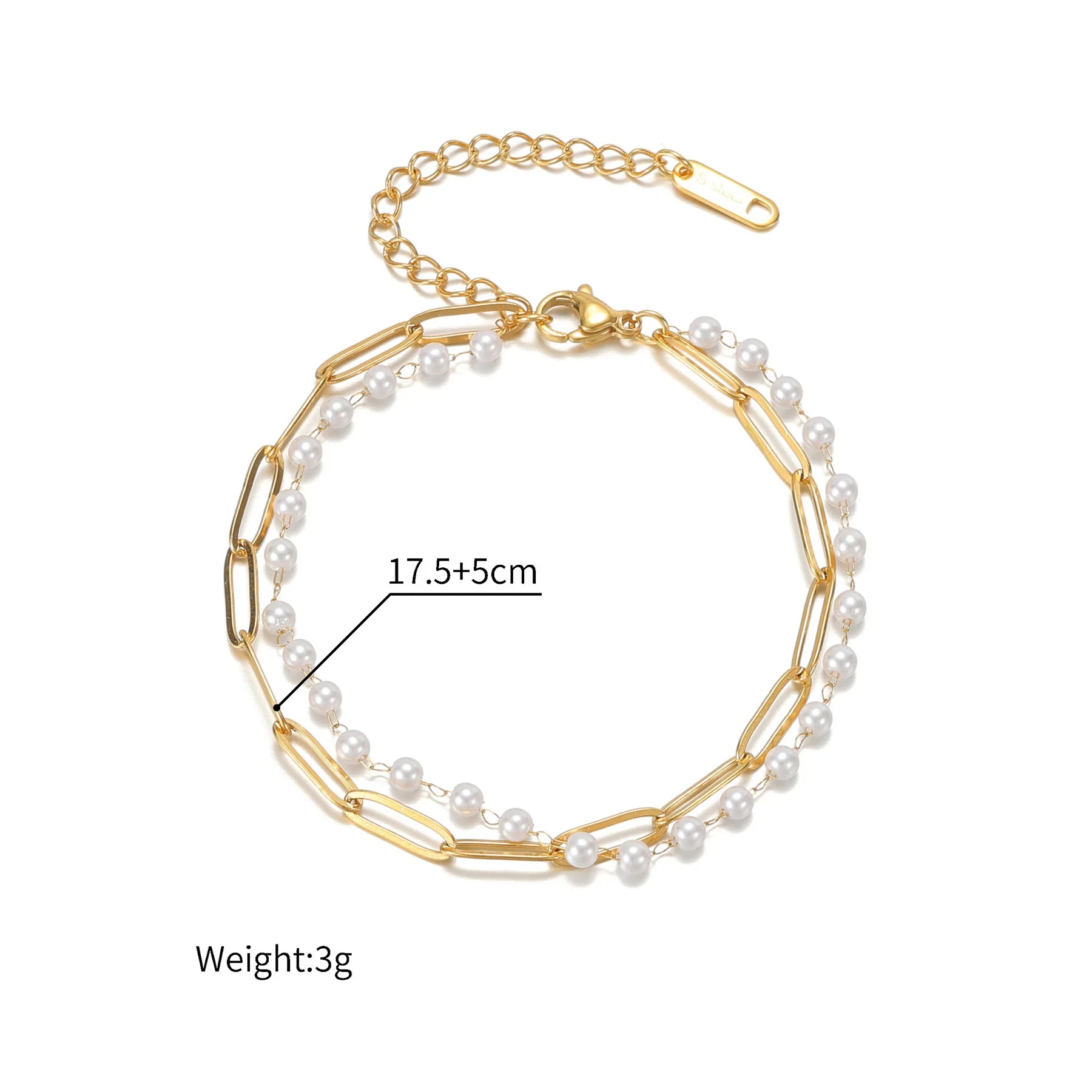 Romantic Imitation Pearls Wedding Bracelets Double Layers Stainless Steel Women Star Charms Engagement Jewelry Girlfriend Gifts