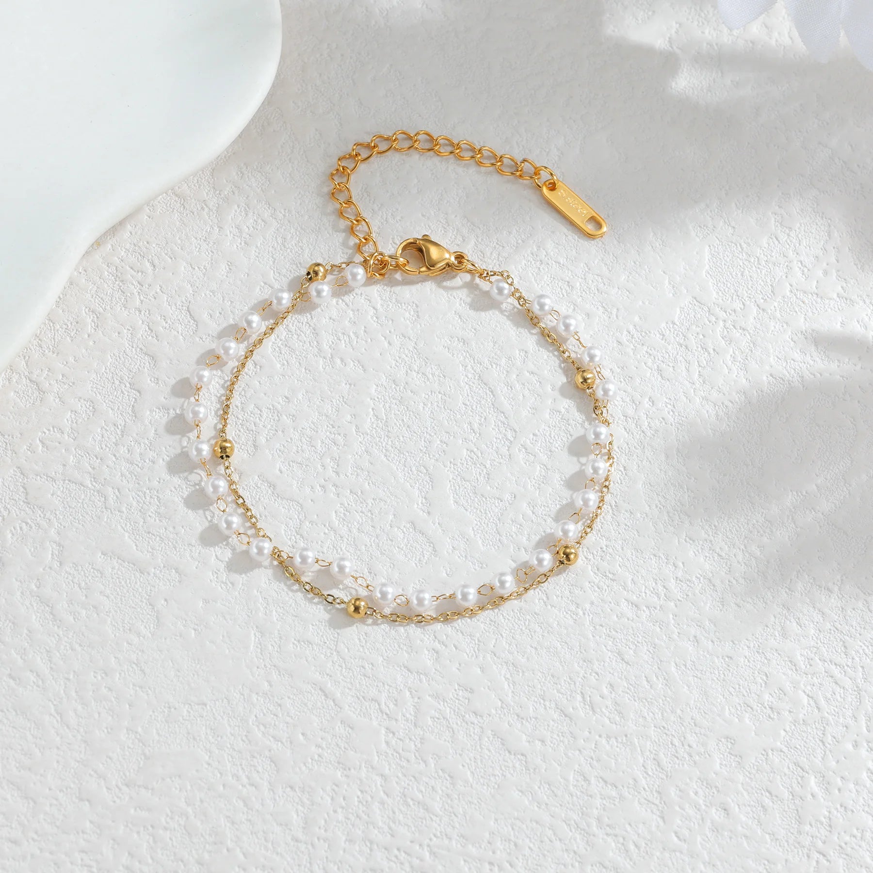 Romantic Imitation Pearls Wedding Bracelets Double Layers Stainless Steel Women Star Charms Engagement Jewelry Girlfriend Gifts