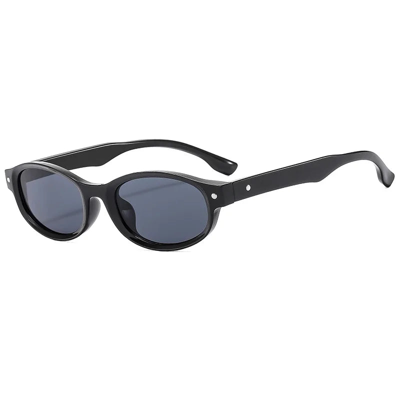 Small Vintage Oval Sunglasses Women Fashion Shades UV400 Trending Men Rivets Decoration Sun Glasses
