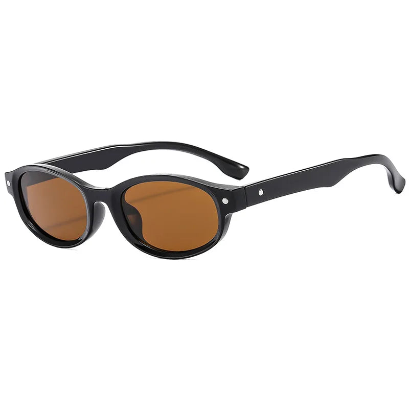 Small Vintage Oval Sunglasses Women Fashion Shades UV400 Trending Men Rivets Decoration Sun Glasses