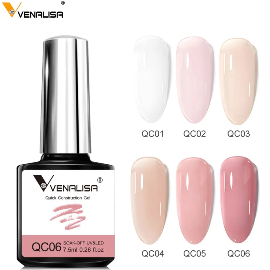 VENALISA 7.5ml Quick Construction Gel, Semi Transparent Jelly Nail Gel Polish, Strengthener Soak Off Gel
