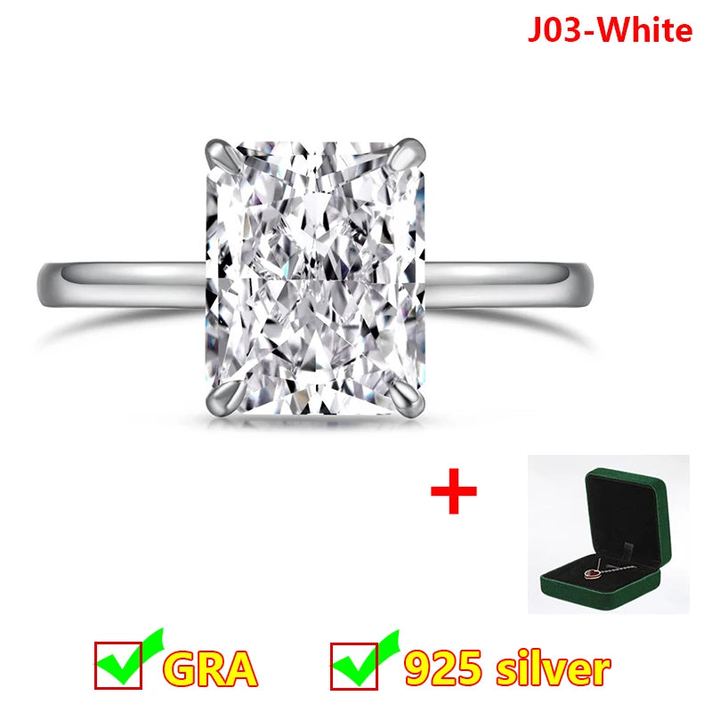 Princess 18K White Gold Plated D Color Moissanite Ring for Woman 925 Sterling Silver Engagement Wedding Ring 1-3Carat Oval Cut