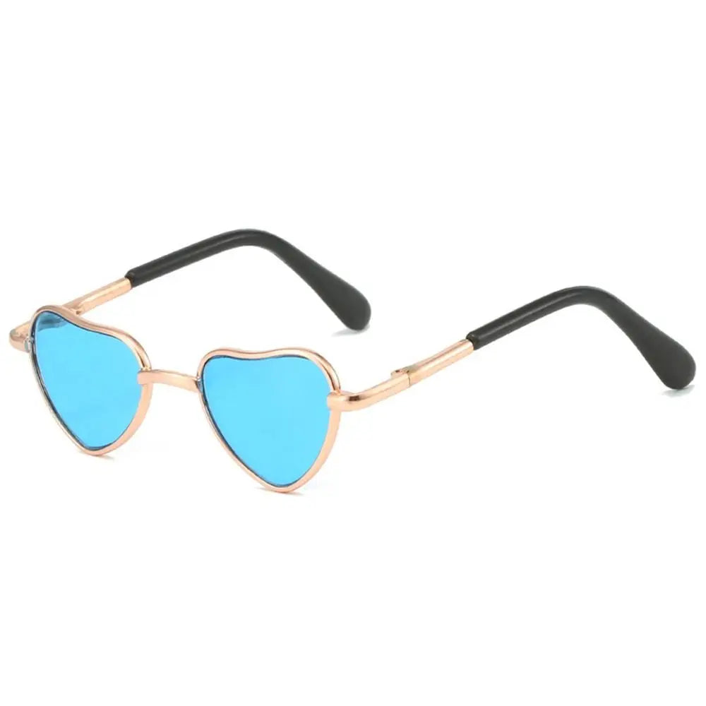 Funny Heart-Shaped Cat Dog Sunglasses Party Cosplay Costume Pet Glasses Photo Props Metal Sunglasses for Cats Small Dogs Dolls