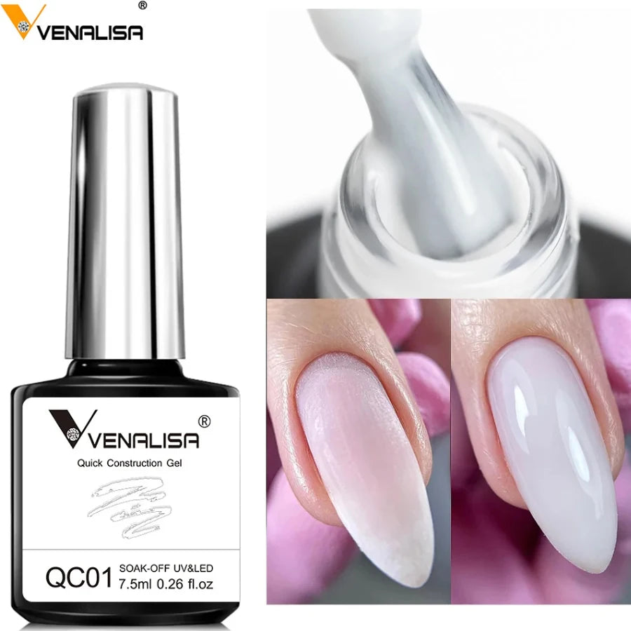 VENALISA 7.5ml Quick Construction Gel, Semi Transparent Jelly Nail Gel Polish, Strengthener Soak Off Gel