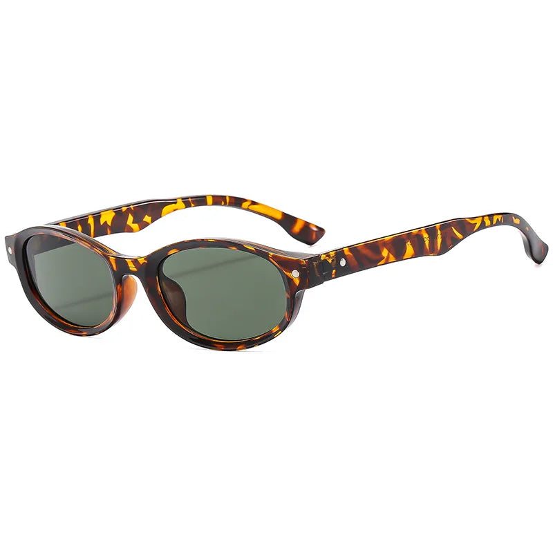 Small Vintage Oval Sunglasses Women Fashion Shades UV400 Trending Men Rivets Decoration Sun Glasses