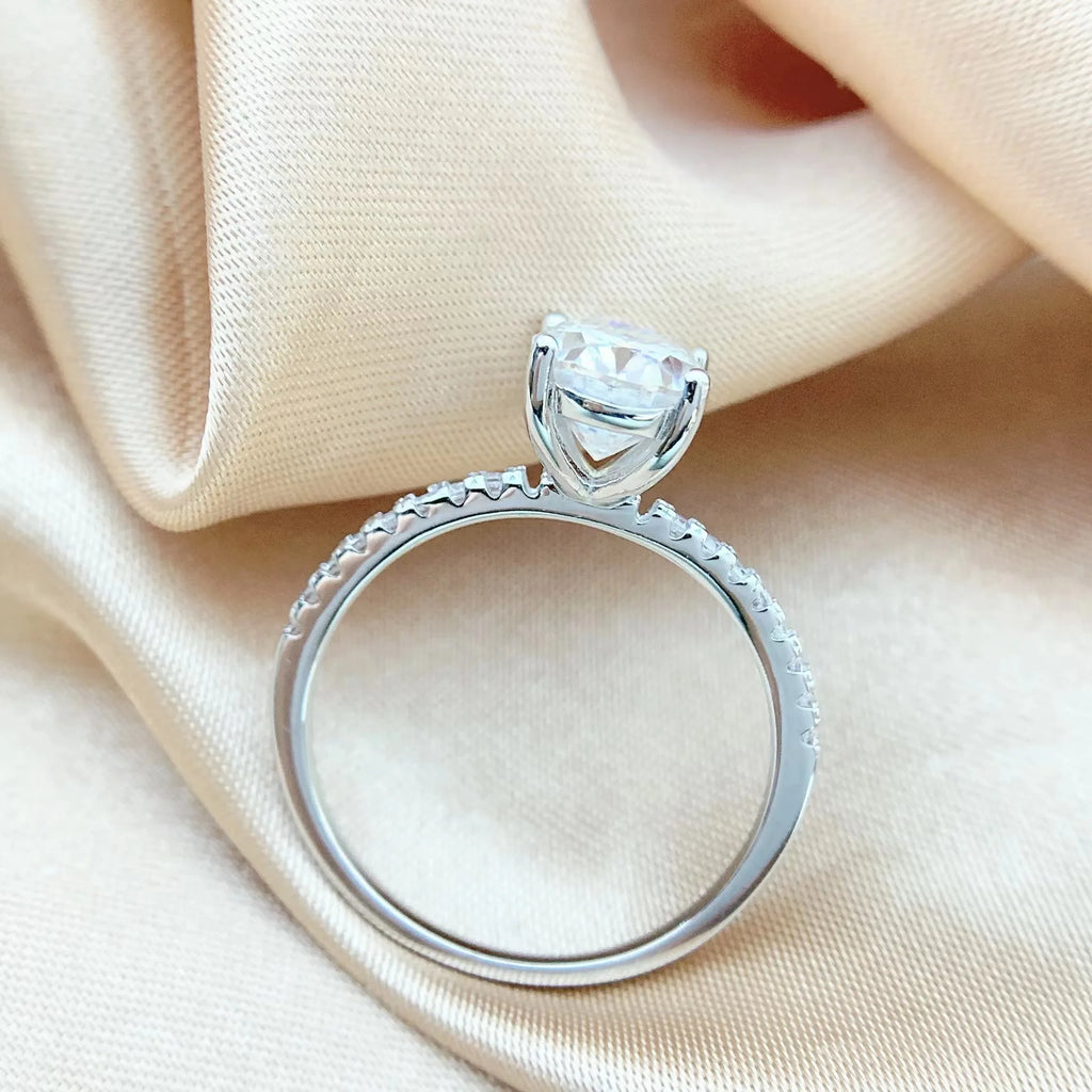 Princess 18K White Gold Plated D Color Moissanite Ring for Woman 925 Sterling Silver Engagement Wedding Ring 1-3Carat Oval Cut
